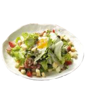 カリカリベーコンと温玉シーザーサラダ